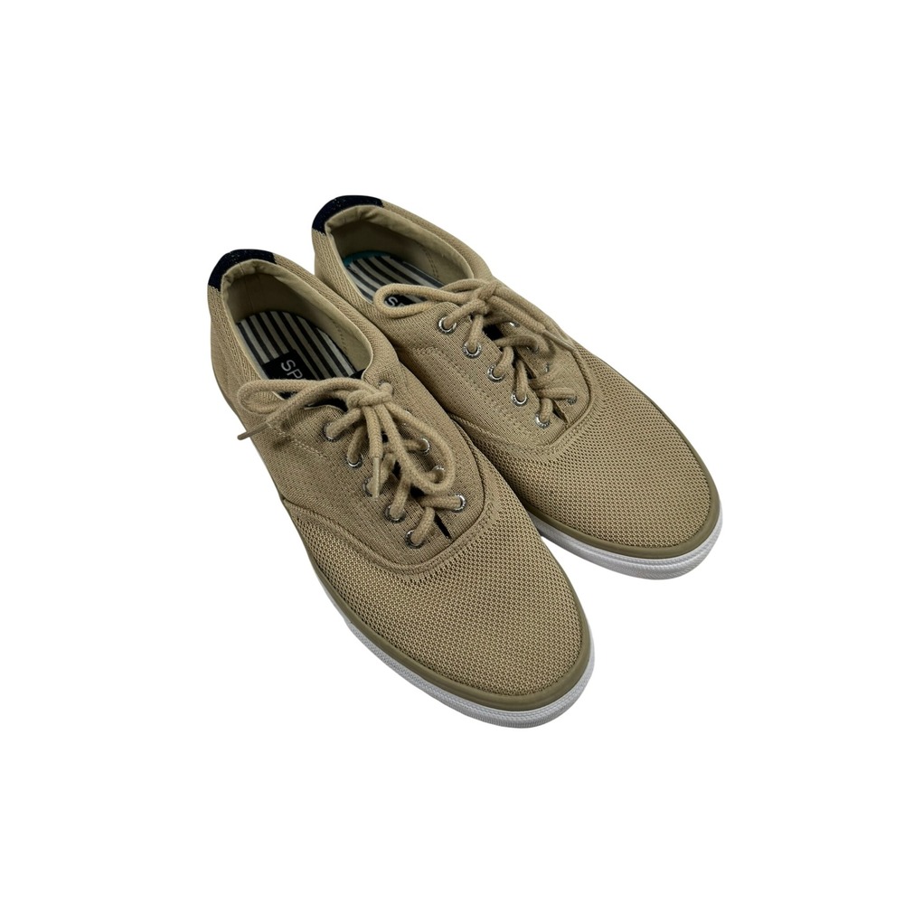 Sperry Top-Sider Mens Tan Knit Low Top Lace Up Sneakers Casual Shoes 10M